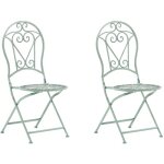 Beliani - lot de 2 chaises bistrot pliantes en m�tal vert avec ornaments d�coratifs pour jardin terrasse ...