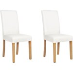 Beliani - lot de 2 chaises en cuir pu marron pieds en bois de pin blanc haut dossier broadway