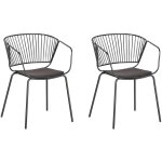 Beliani - lot de 2 chaises design en mtal noir avec assises en simili - cuir pour salle  manger salon ...