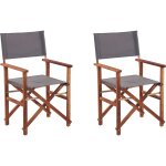 2 chaises fauteuils metteur en scne pliantes en bois acacia naturel avec accoudoirs et assise gris pour ...