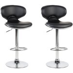 Lot de 2 chaises tabourets de bar en simili - cuir noir et m�tal brillant pivotantes et r�glables pour ...
