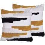 Beliani - lot de 2 coussins d�co 45 x 45 cm pour canap� ou lit tendance en polyester r�sistant et coton ...