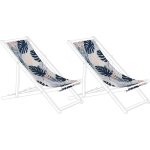 Beliani - 2 toiles de transat 113 x 44 cm en polyester bleu et blanc anzio / avellino