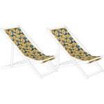 Beliani - 2 toiles de transat 113 x 44 cm en polyester jaune et vert anzio / avellino