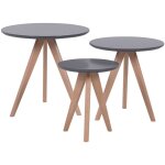 Beliani - lot de 3 tables d'appoint sur tr�pied en mdf gris et bois clair scandinave vegas