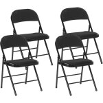 Lot de 4 chaises pliantes en m�tal et tissu noir id�ales pour salle � manger bureau ou conf�rence �l�gantes ...