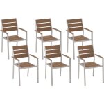 Lot de 6 chaises de jardin en aluminium et bois synthétique bois clair vernio Lot de 6 chaises de jardin en aluminium et bois synthétique bois clair vernio