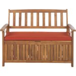 Beliani - banc de jardin avec coussin rouge fonc et coffre de rangement pratique en bois d'acacia rsistant ...