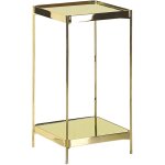 Beliani - bout de canapé haut sellette en métal doré et verre de sécurité finition brillante et design ... Beliani - bout de canapé haut sellette en métal doré et verre de sécurité finition brillante et design ...