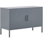 Buffet moderne industriel en acier gris durable et design avec 2 portes beliani Buffet moderne industriel en acier gris durable et design avec 2 portes beliani