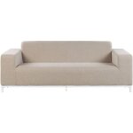 Canapé 3 places de jardin pour intérieur ou extérieur en tissu beige assise confortable et Élégance intemporel ... Canapé 3 places de jardin pour intérieur ou extérieur en tissu beige assise confortable et Élégance intemporel ...