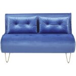 Beliani - canap� banquette convertible 2 places lit d'appoint en velours vert fonc� avec pieds en m�tal ...