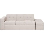 Beliani - canapé multi rangement convertible 3 places en tissu beige avec fonction lit ultra confortable ... Beliani - canapé multi rangement convertible 3 places en tissu beige avec fonction lit ultra confortable ...