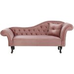 Chaise longue canap mridienne chesterfield ct droit en velours rose confort et style idal pour salon ...
