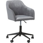 Beliani - chaise  roulettes en velours gris sur pied chrom rglable avec accoudoirs tendance et design ...
