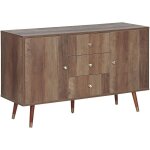 Commode buffet effet bois fonc avec 2 compartiments  portes et 3 tiroirs meuble de rangement lgant ...