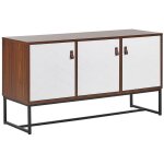 Commode buffet effet bois fonc avec 3 compartiments  portes blanches meuble de rangement lgant pour ...