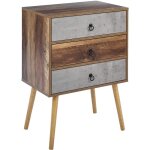 Commode chiffonnier effet bois foncé et gris avec 3 tiroirs pratiques meuble de rangement de style pour ... Commode chiffonnier effet bois foncé et gris avec 3 tiroirs pratiques meuble de rangement de style pour ...