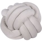 Beliani - coussin d�coratif noeud gris en forme de balle en velours pour canap� ou lit d�coration moderne ...