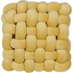 Beliani - coussin d�coratif noeud tress� jaune moutarde fait main en grosse mailles de laine xxl polyester ...