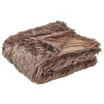 Couvre - lit marron en fausse fourrure chaud 200 x 220 cm pour l'hiver et tout doux parfait pour dcorer ...