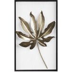 Beliani - dcoration mural sous forme de tableau rectangulaire avec motif de feuille dore sur fond blanc ...