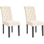 Ensemble de 2 chaises repas salon glam  dossier incurv moderne en tissu beige crme velva