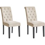 Ensemble de 2 chaises repas salon glam  dossier incurv moderne en tissu beige velva