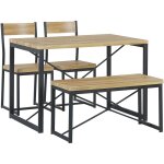Ensemble de salle à manger complet 4 places table 2 chaises et banc design industriel tendance parfait ... Ensemble de salle à manger complet 4 places table 2 chaises et banc design industriel tendance parfait ...
