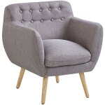 Beliani - fauteuil en tissu gris clair pied bois clair dossier capitonn rembourrage melby