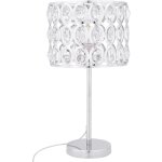 Beliani - lampe de chevet ou de table design glamour en m�tal argent� avec abat - jour orn� de cristaux ...