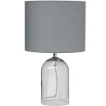 Beliani - lampe de chevet lampe de table grise en verre et tissu abat - jour rond e27 max 40w design ...