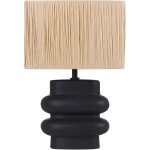 Beliani - lampe � poser noire en c�ramique 42 cm abat - jour carr� en papier peint pied sculpt� judy