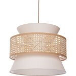 Beliani - lampe � suspension abat - jour en sablier polyester coton rotin ton naturel et beige luyano ...