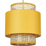 Beliani - lampe � suspension lumi�re douce abat - jour en coton rotin naturel et jaune boeri
