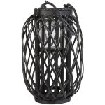 Beliani - lanterne au style naturel en bois de saule peint en noir pour int�rieur et ext�rieur boho 40 ...