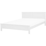 Beliani - lit double en bois blanc 180 x 200 cm de style traditionnel et rustique pour chambre moderne ... Beliani - lit double en bois blanc 180 x 200 cm de style traditionnel et rustique pour chambre moderne ...