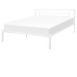 Lit double en mtal blanc 160 x 200 cm de style minimaliste pour chambre moderne ou scandinave beliani ...