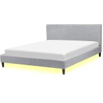 Beliani - lit double en tissu gris clair avec eclairage led blanc 160 x 200 cm design minimaliste avec ... Beliani - lit double en tissu gris clair avec eclairage led blanc 160 x 200 cm design minimaliste avec ...