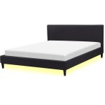 Beliani - lit double en tissu noir avec eclairage led blanc 160 x 200 cm design minimaliste avec touche ... Beliani - lit double en tissu noir avec eclairage led blanc 160 x 200 cm design minimaliste avec touche ...
