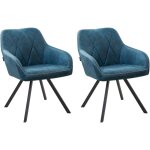 Lot 2 chaises rtro en tissu bleu sur pieds noirs en mtal idales pour salon ou salle  manger au style ...