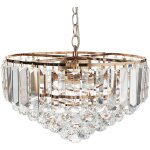 Beliani - lustre glamour lampe suspendue en m�tal et cristaux verre dor� ? 49 cm acheiro