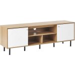 Beliani - meuble tv bois clair avec 5 espaces de rangement 2 portes battantes blanches 1 �tag�re palmer ...