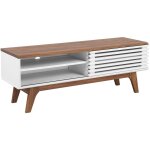 Beliani - meuble tv bois fonc et blanc en mdf avec porte coulissante 1 etagre rtro toledo ii