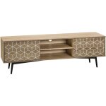 Beliani - meuble tv cadre et 2 portes imitation bois avec motif g�om�trique pieds en acier 50 cm de hauteur ...