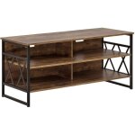 Beliani - meuble tv au style industriel en imitation bois clair et métal noir 56 cm de hauteur Beliani - meuble tv au style industriel en imitation bois clair et métal noir 56 cm de hauteur