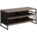 Beliani - meuble tv au style industriel en imitation bois foncé et métal noir 56 cm de hauteur Beliani - meuble tv au style industriel en imitation bois foncé et métal noir 56 cm de hauteur
