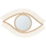 Miroir mural d�co en forme d'oeil avec cadre en bois de bambou clair pour entr�e salon ou chambre boho ...