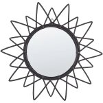 Beliani - miroir mural moderne rond avec cadre en rotin forme de soleil � 61 cm noir aroek