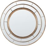 Beliani - miroir mural rond � suspendre design moderne dor� cadre � 2 epaisseurs belchite